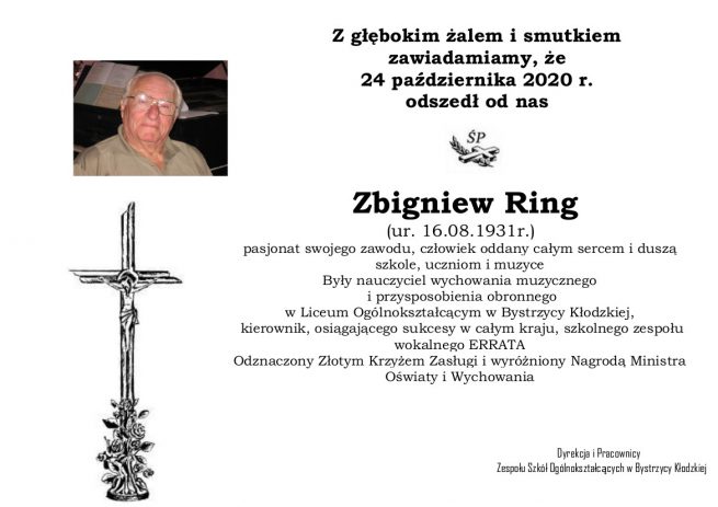 Zbigniew Ring nekrolog